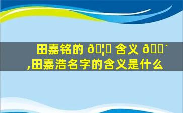 田嘉铭的 🦅 含义 🐴 ,田嘉浩名字的含义是什么